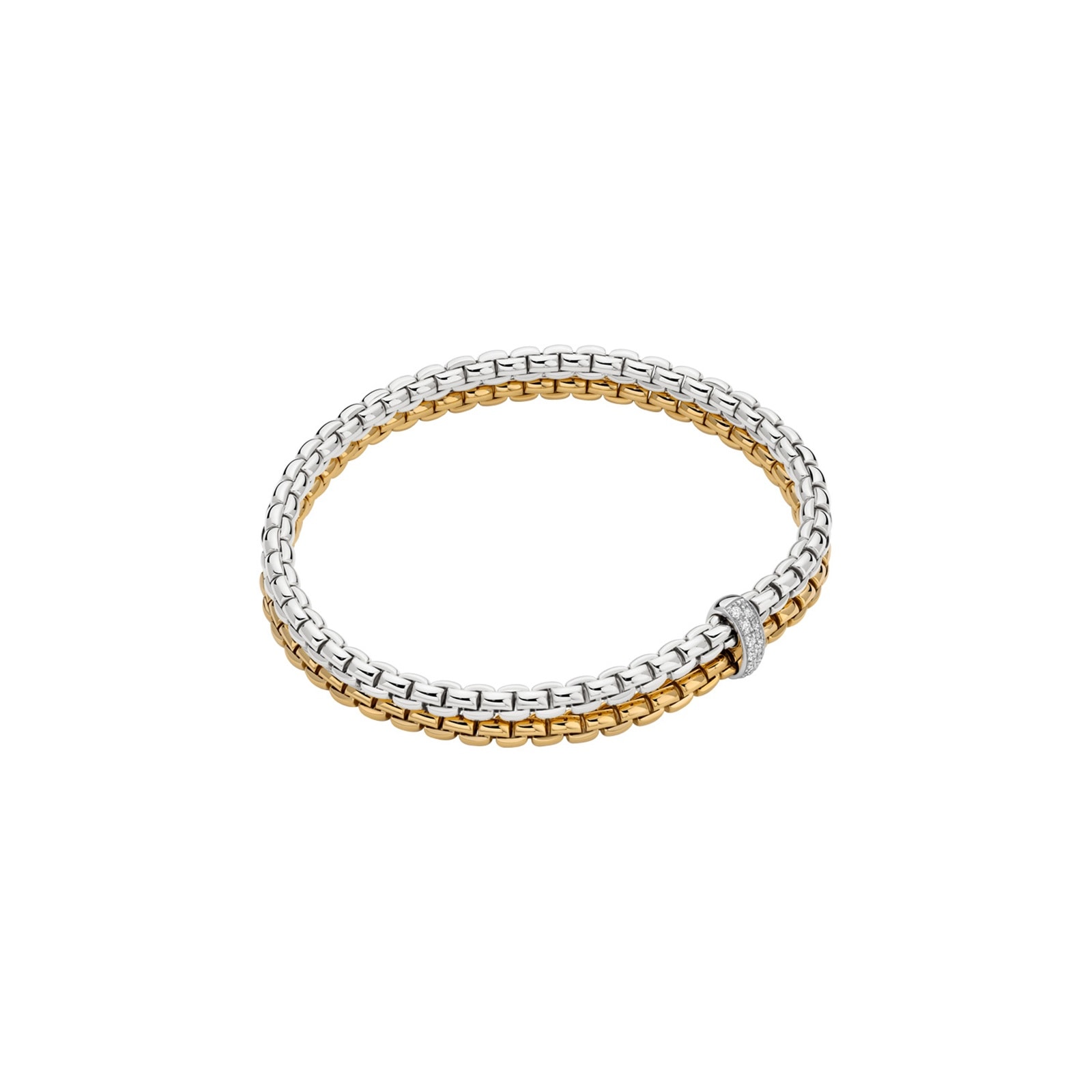 Fope 18ct Yellow & White Gold Essentials Diamond 2 Row Bracelet