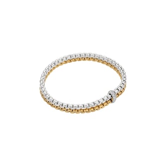 Fope 18ct Yellow & White Gold Essentials Diamond 2 Row Bracelet