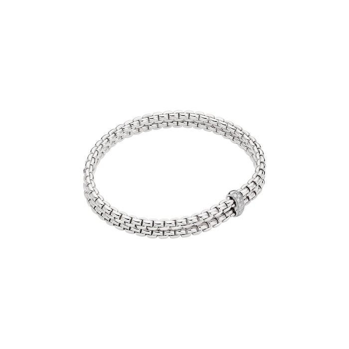 Fope 18ct White Gold Essentials Diamond 2 Row Bracelet