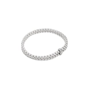 Fope 18ct White Gold Essentials Diamond 2 Row Bracelet