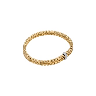 Fope 18ct Yellow Gold Essentials Diamond 2 Row Bracelet