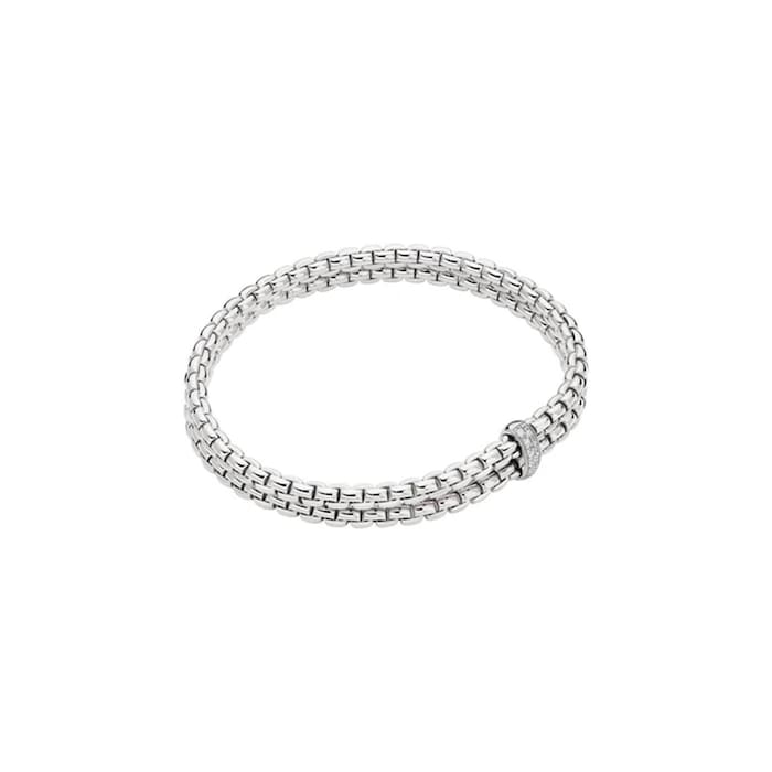 Fope 18ct White Gold Eka 0.10ct Diamond Two Row Bracelet - Size Small