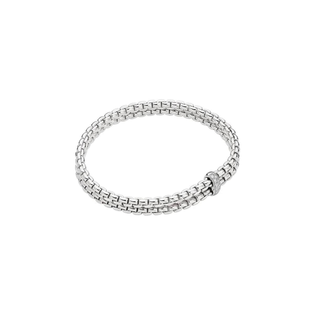 Fope 18ct White Gold Eka 0.10ct Diamond Two Row Bracelet - Size Small