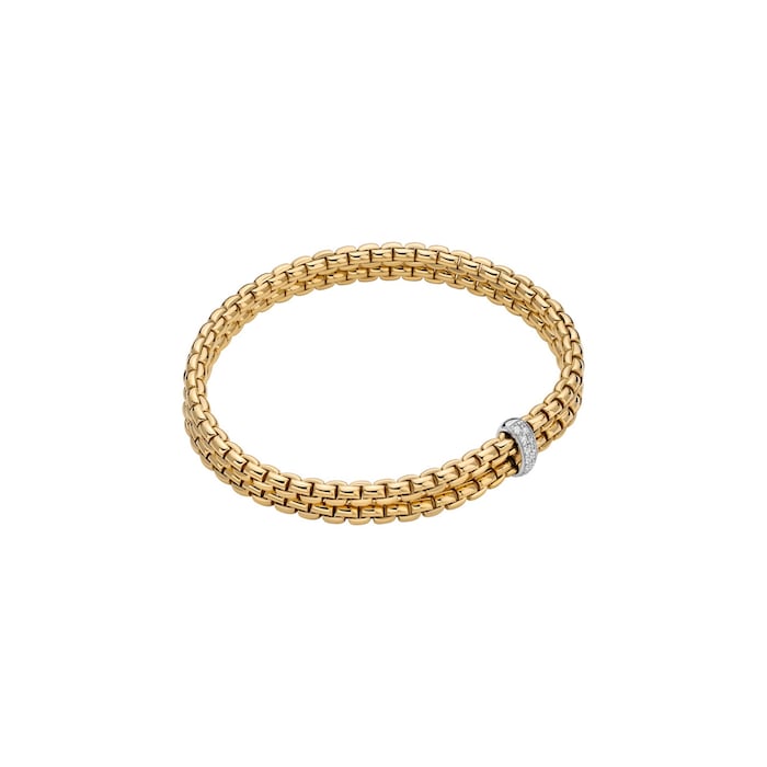 Fope 18ct Yellow Gold Eka 0.10ct Diamond Two Row Bracelet - Size Large