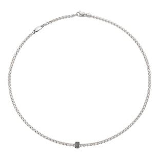 Fope 18ct White Gold Eka 0.20ct Black Diamond Necklace - 45cm