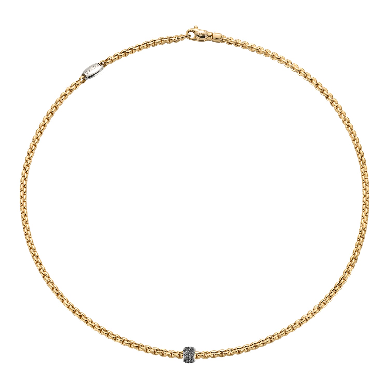 Fope 18ct Yellow Gold Eka 0.20ct Black Diamond Necklace - 45cm