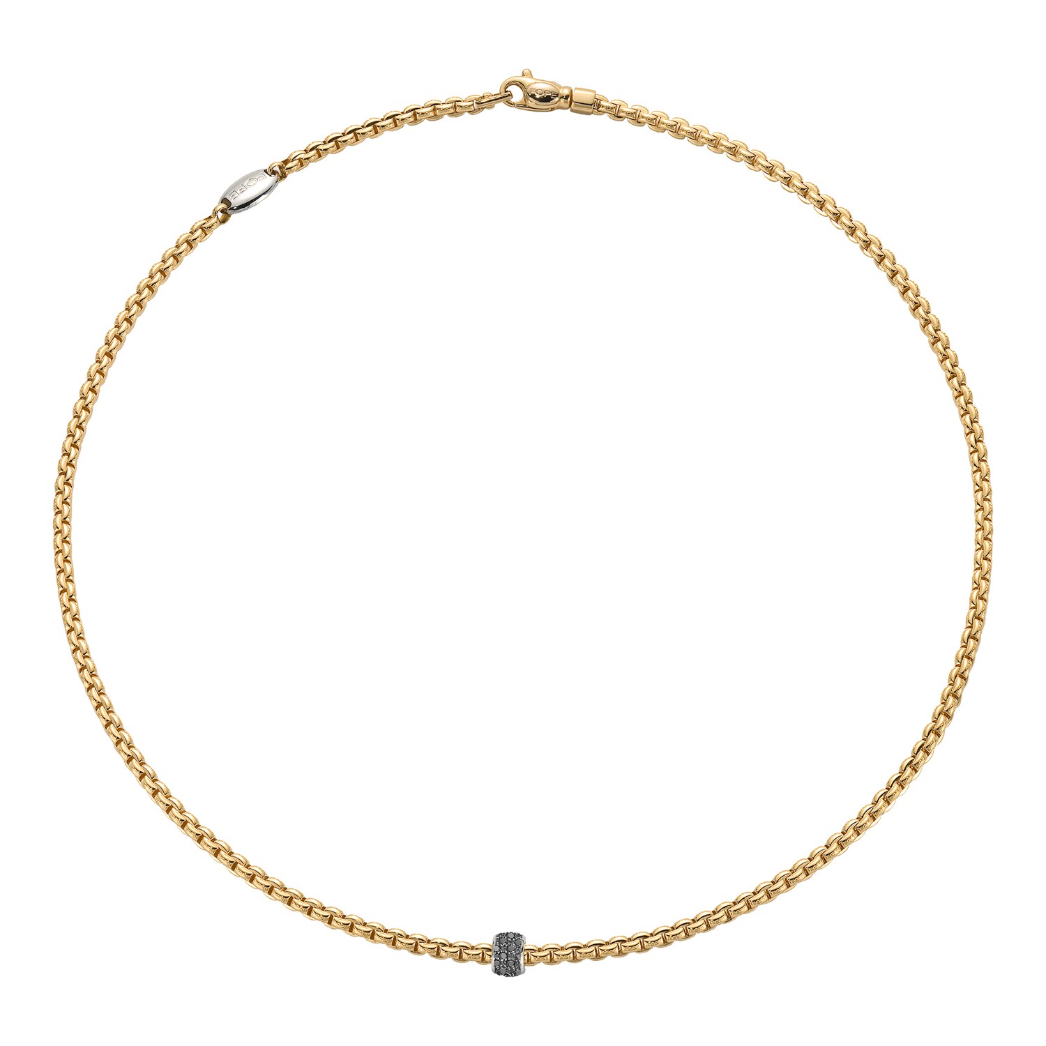 Fope 18ct Yellow Gold Eka 0.20ct Black Diamond Necklace - 55cm