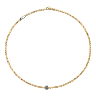 Fope 18ct Yellow Gold Eka 0.20ct Black Diamond Necklace - 55cm