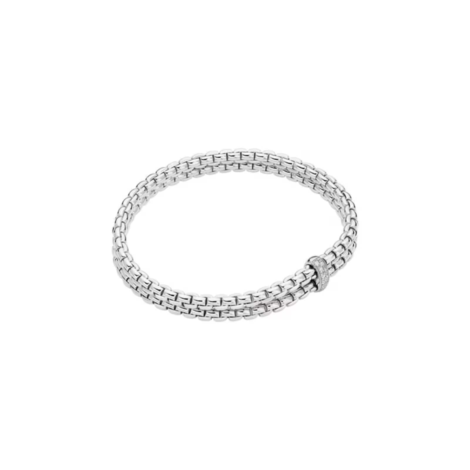 Fope 18K White Gold Eka 0.10cttw Diamond Two Row Bracelet - Size Small