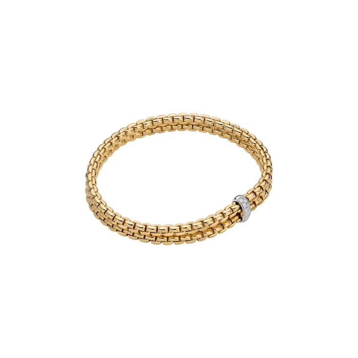 Fope 18K Rose Gold Eka 0.10cttw Diamond Two Row Bracelet - Size Small