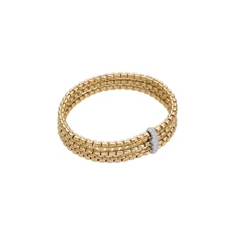 Fope 18ct Yellow Gold Eka Flex'it Triple Mesh 0.14ct Diamond Bracelet - Size Medium