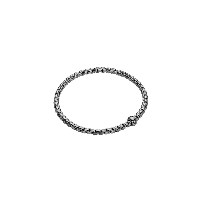 FOPE Rhodium Finish Eka Black Diamond Flex'it Bracelet - Size Medium