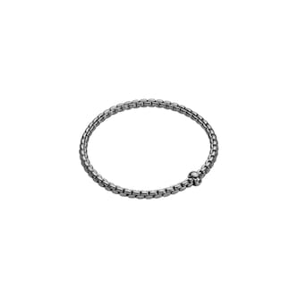 FOPE Rhodium Finish Eka Black Diamond Flex'it Bracelet - Size Medium