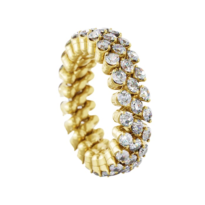 Serafino Consoli 18k Yellow Gold 1.18cttw Diamond 3 Row Flex Ring
