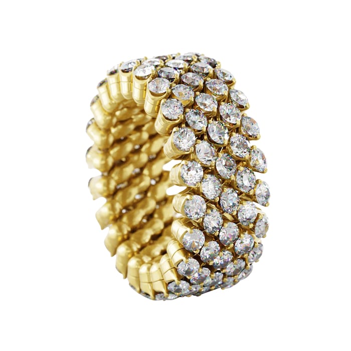 Serafino Consoli 18k Yellow Gold 1.96cttw Diamond 5 Row Flex Ring
