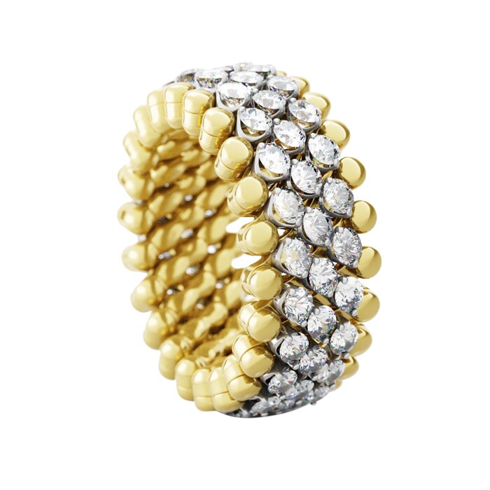 Serafino Consoli 18k Yellow Gold 1.16cttw Diamond 5 Row Flex Ring