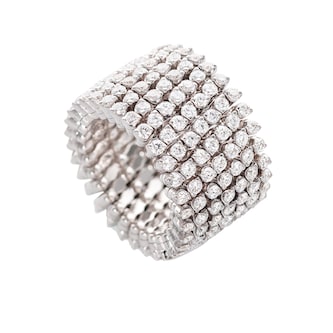 Serafino Consoli 18k White Gold 3.76cttw Diamond 7 Row Flex Bracelet