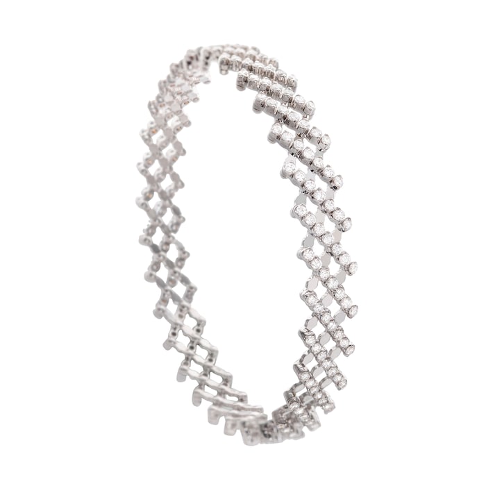 Serafino Consoli 18k White Gold 3.76cttw Diamond 7 Row Flex Bracelet