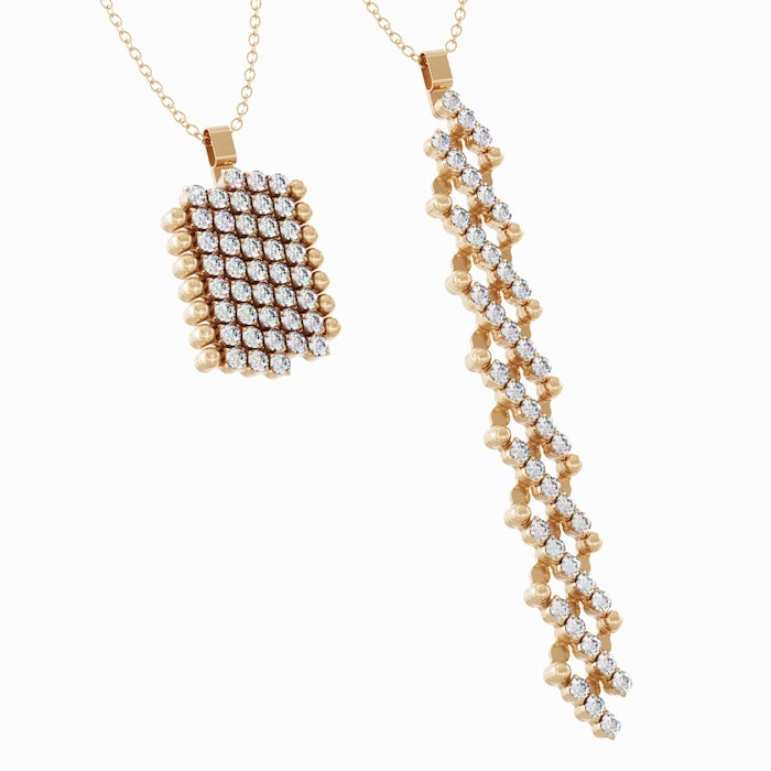 Serafino Consoli 18K Rose Gold 0.77cttw Diamond 7 Row Expandable Pendant Neckace