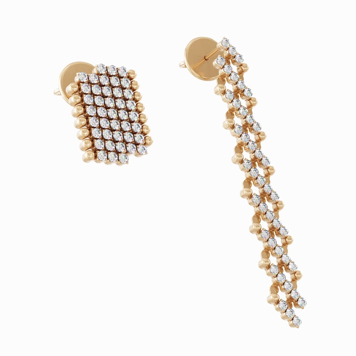 Serafino Consoli 18K Rose Gold 1.60cttw Diamond 7 Row Expandable Earrings