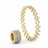 Serafino Consoli 18K Yellow Gold 4.59cttw Diamond 5 Row Expandable Ring/Bracelet