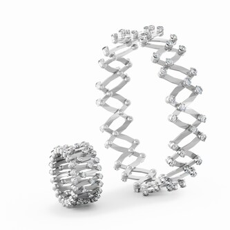 Serafino Consoli 18K White Gold 2.57cttw Diamond Expandable Ring/Bracelet