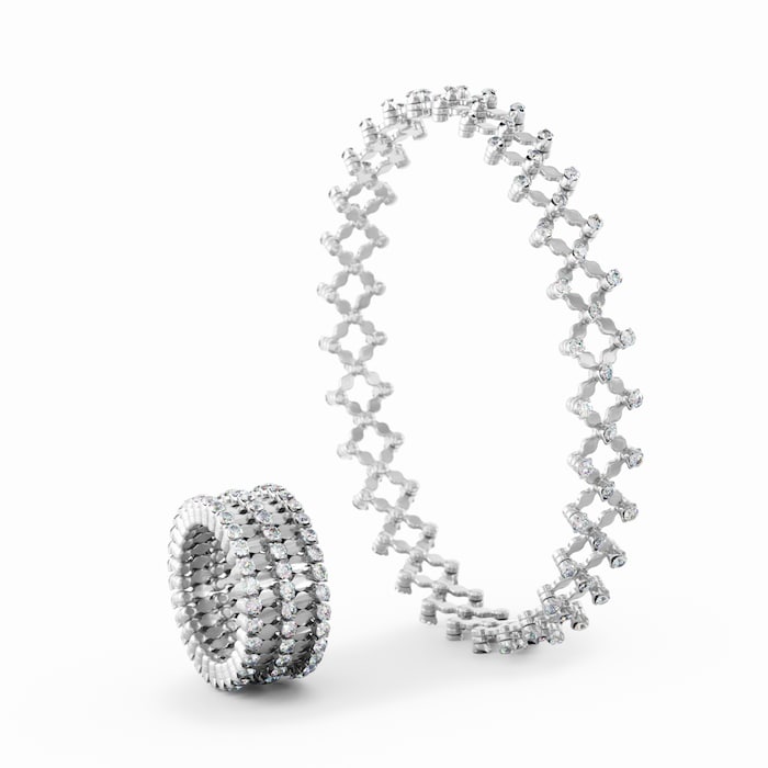 Serafino Consoli 18K White Gold 1.61cttw Diamond 5 Row Expandable Ring/Bracelet