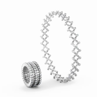 Serafino Consoli 18K White Gold 1.61cttw Diamond 5 Row Expandable Ring/Bracelet