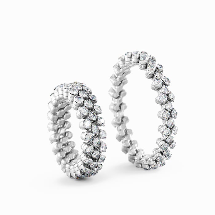Serafino Consoli 18K White Gold 1.19cttw Diamond 3 Row Expandable Ring