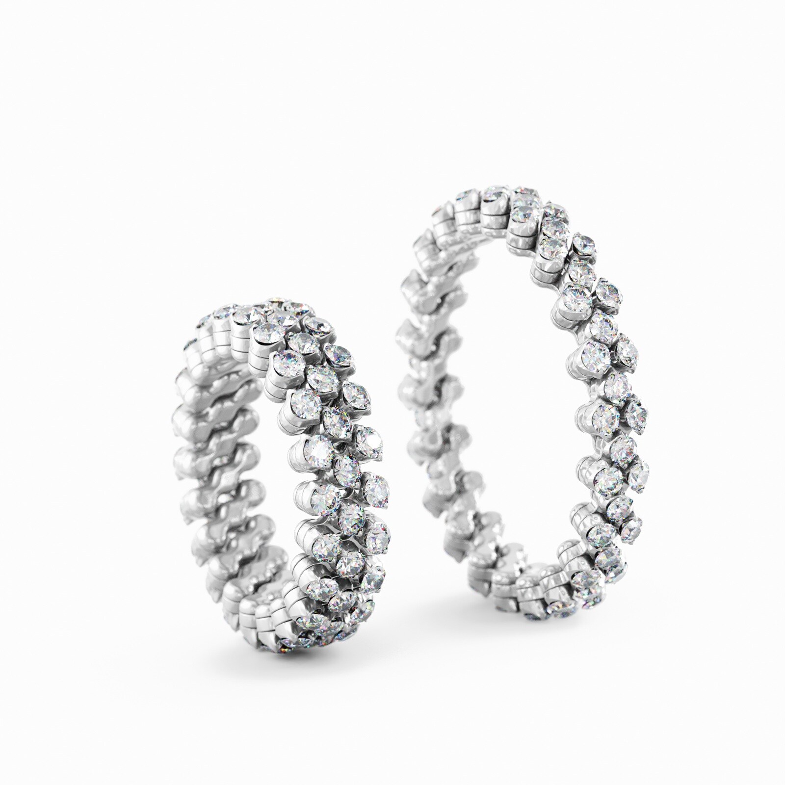 Serafino Consoli 18K White Gold 1.19cttw Diamond 3 Row Expandable Ring