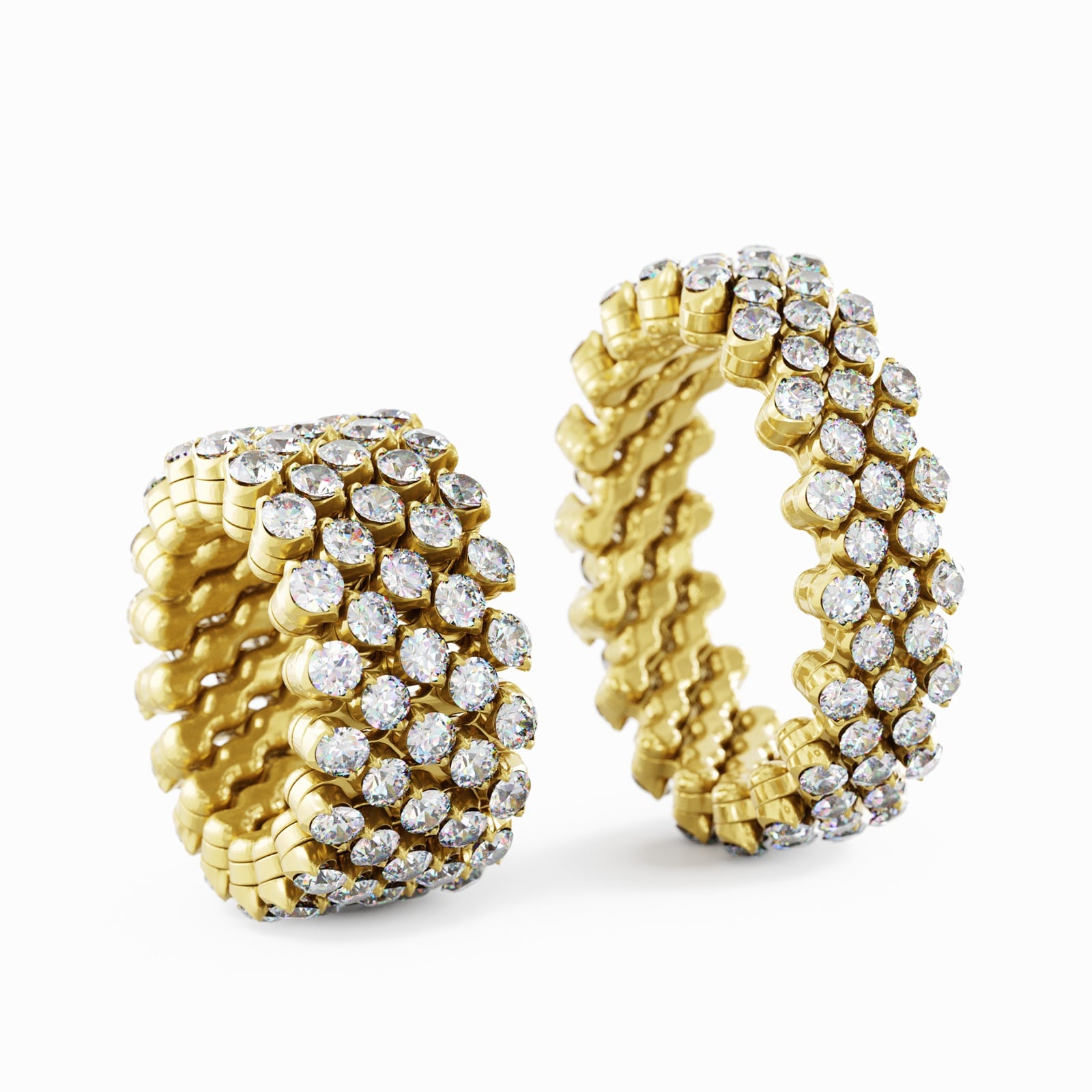 Serafino Consoli 18K Yellow Gold 3.56cttw Diamond 5 Row Expandable Ring