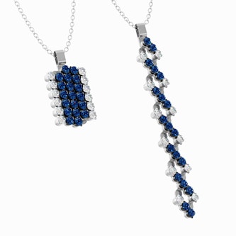 Serafino Consoli 18K White Gold 0.22ct Diamond & 0.45cttw Blue Sapphire 5 Row Expandable Pendant Necklace