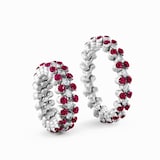 Serafino Consoli 18K White Gold 0.70cttw Diamond & 1.75cttw Ruby 3 Row Expandable Ring