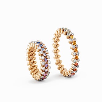 Serafino Consoli 18K Rose Gold 0.79cttw Diamond & 0.54cttw Mixed Sapphire 3 Row Expandable Ring