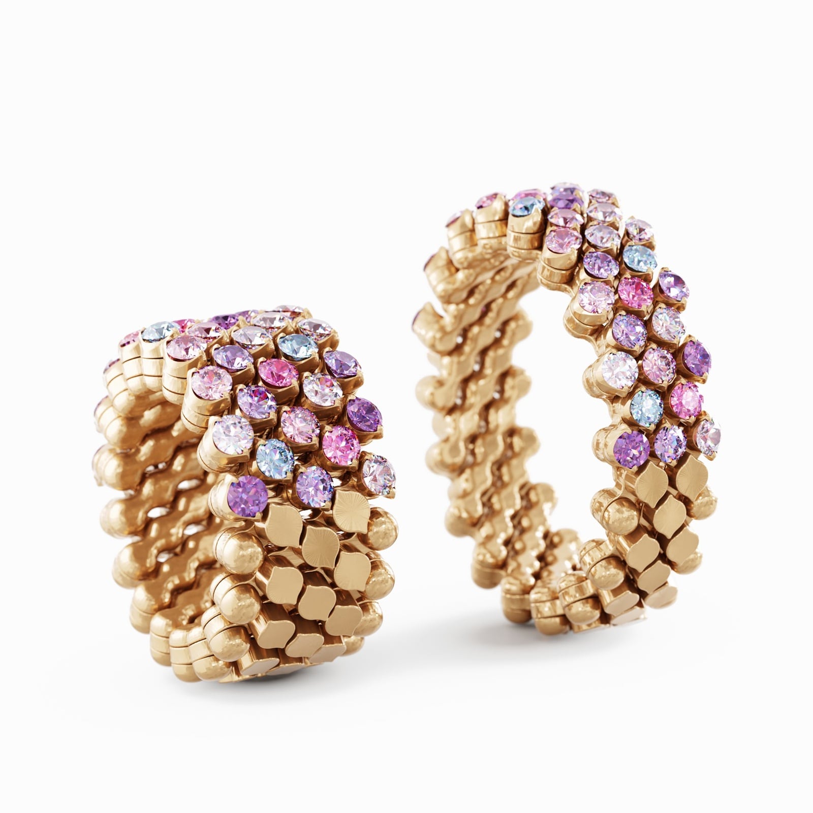 Serafino Consoli 18K Rose Gold 2.02cttw Sapphire 5 Row Expandable Ring