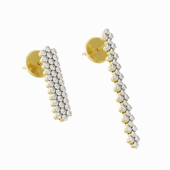 Serafino Consoli 18K Yellow Gold 1.23cttw Diamond 3 Row Expandable Earrings