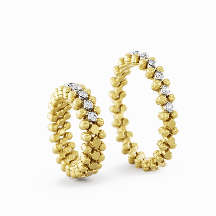 Serafino Consoli 18K Yellow & White Gold 0.18cttw Diamond 3 Row Expandable Ring