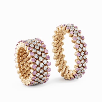 Serafino Consoli 18K Rose Gold 1.21cttw Diamond & 1.07cttw Pink Sapphire 5 Row Expandable Ring