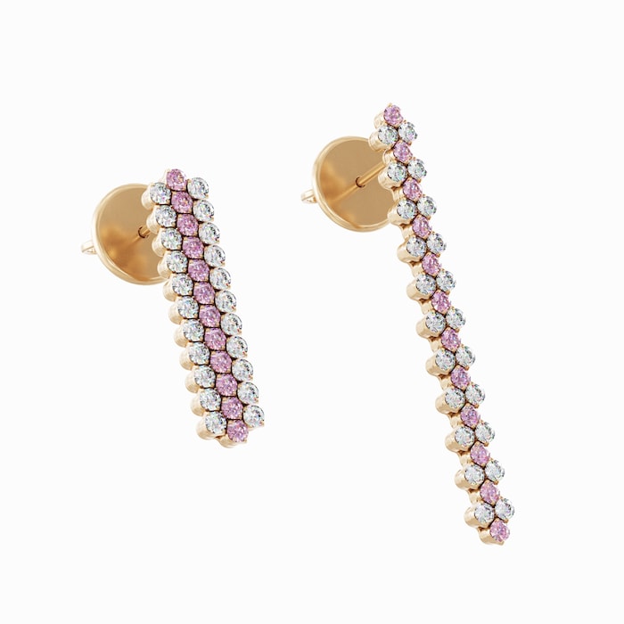 Serafino Consoli 18K Rose Gold 0.75cttw Diamond & 0.60cttw Pink Sapphire Expandable Earrings