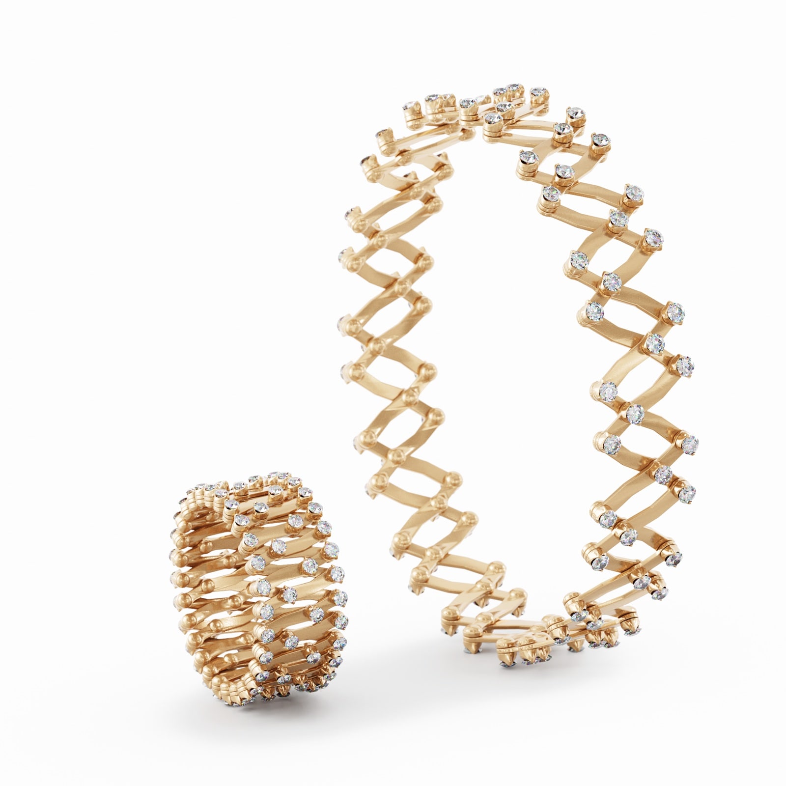 Serafino Consoli 18K Rose Gold 1.56cttw Diamond Expandable Ring/Bracelet