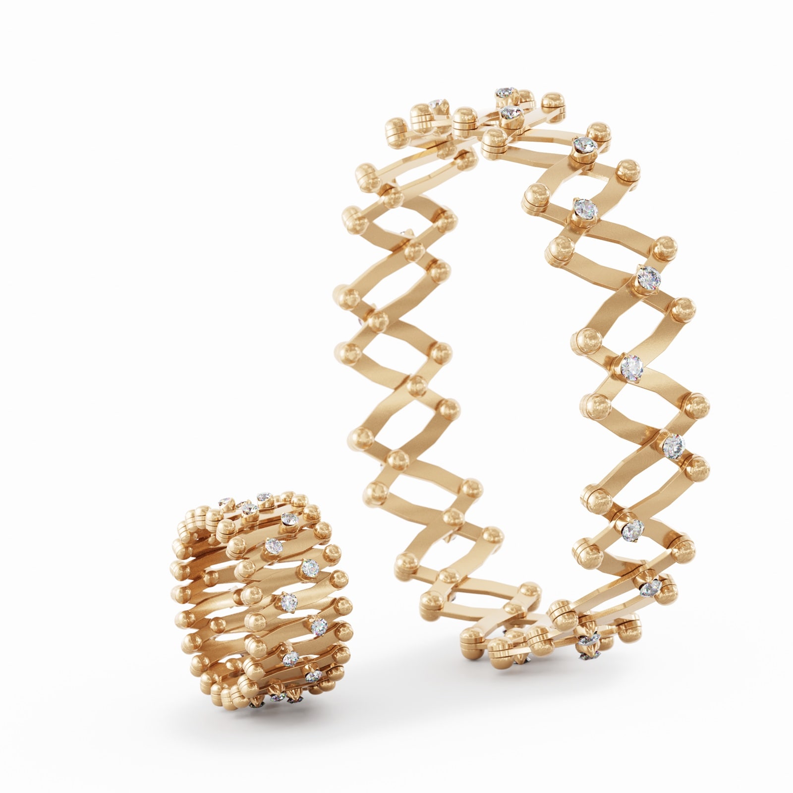 Serafino Consoli 18K Rose Gold 0.86cttw Diamond Expandable Ring/Bracelet