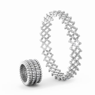 Serafino Consoli 18K White Gold 1.06cttw Diamond 7 Row Expandable Ring/Bracelet
