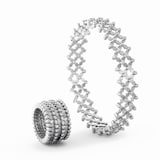 Serafino Consoli 18K White Gold 1.06cttw Diamond 7 Row Expandable Ring/Bracelet