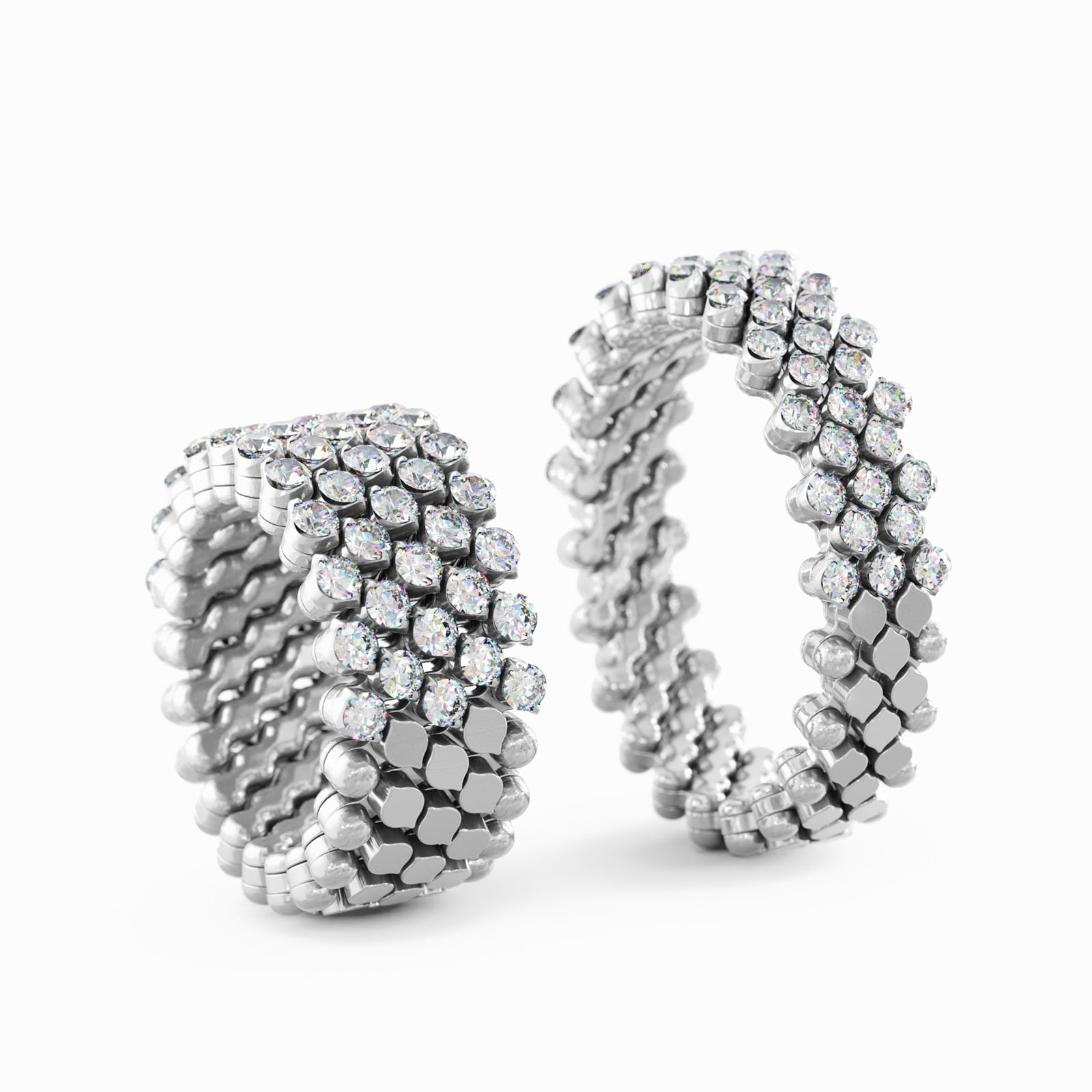 Serafino Consoli 18K White Gold 0.95cttw Diamond 5 Row Expandable Ring