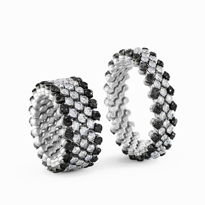 Serafino Consoli 18K White Gold 2.15cttw White & Black Diamond 5 Row Expandable Ring