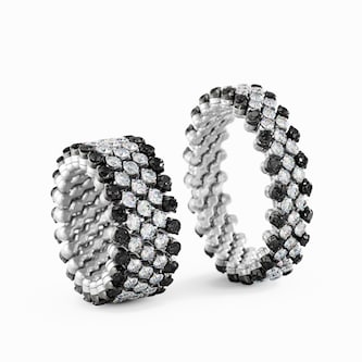 Serafino Consoli 18K White Gold 2.15cttw White & Black Diamond 5 Row Expandable Ring