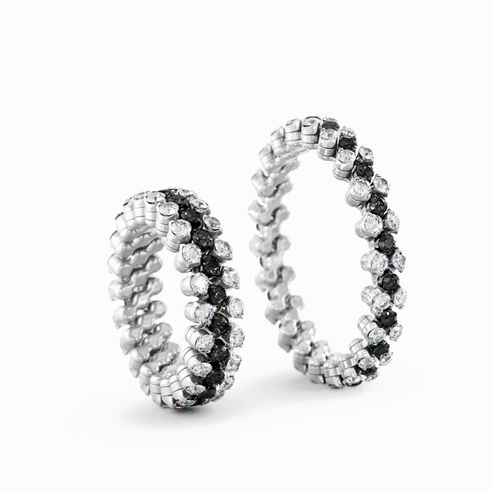 Serafino Consoli 18K White Gold 1.24cttw White & Black Diamond Expandable Ring