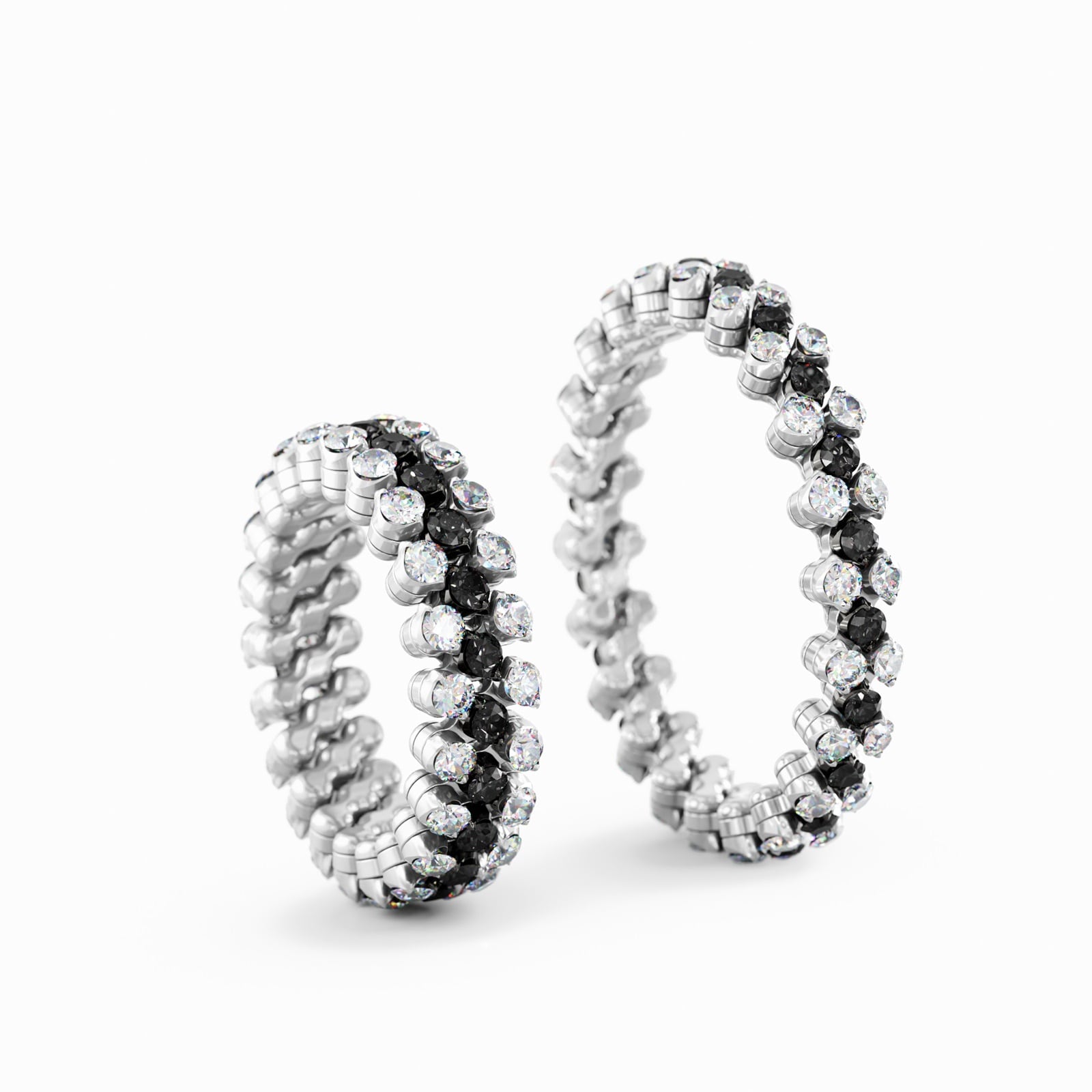 Serafino Consoli 18K White Gold 1.24cttw White & Black Diamond Expandable Ring