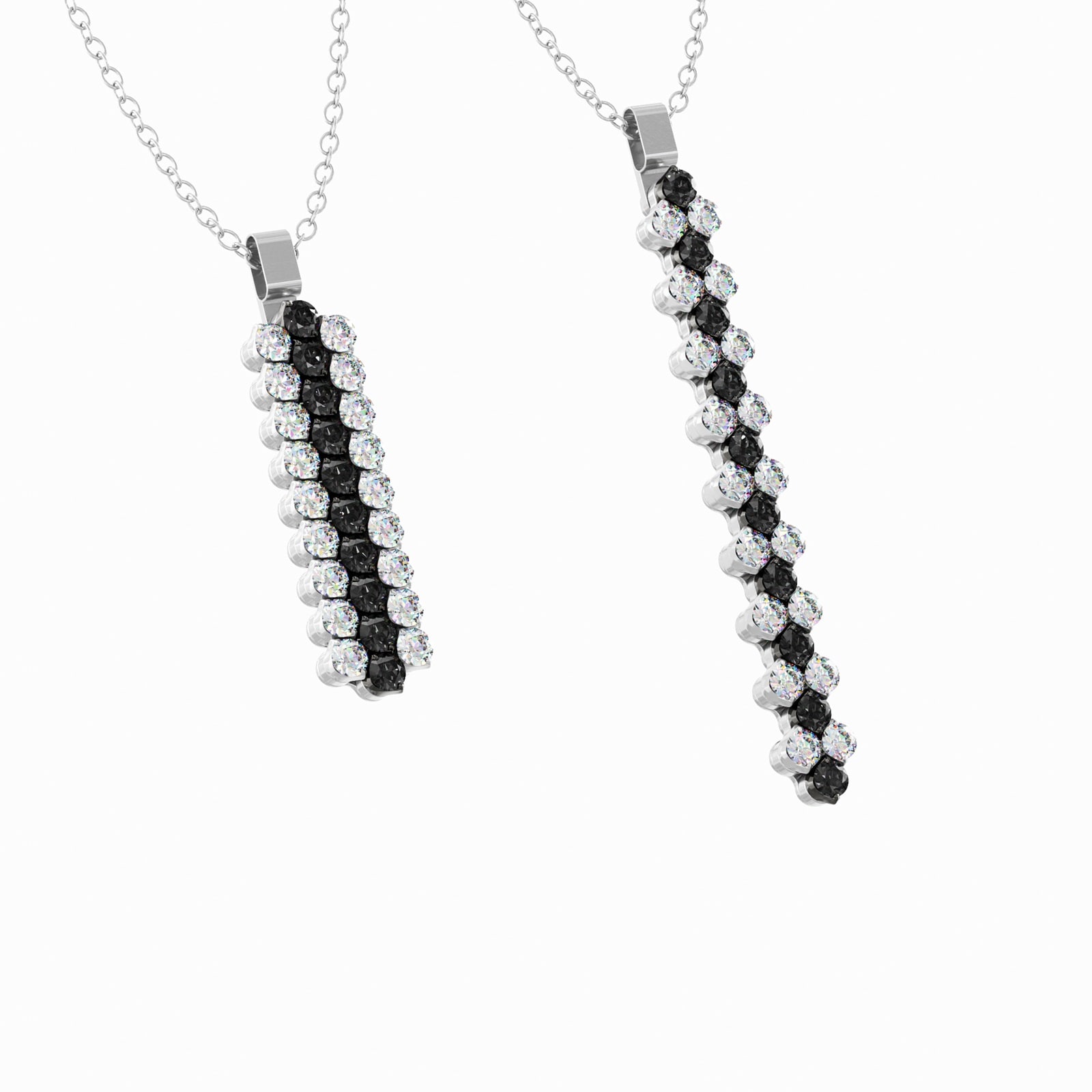 Serafino Consoli 18K White Gold 1.19cttw White & Black Diamond Expandable Pendant Necklace