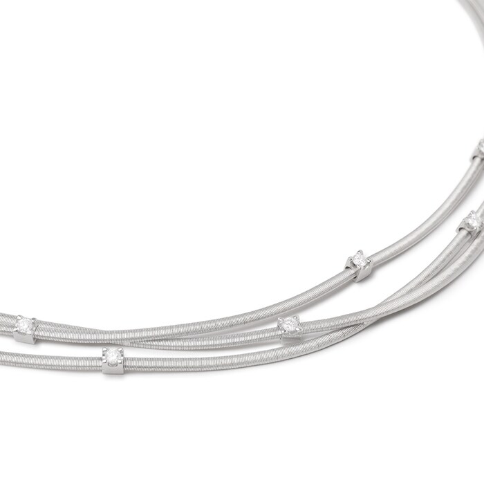 Marco Bicego 18ct White Gold Goa Collection Three Strand Diamond Necklace